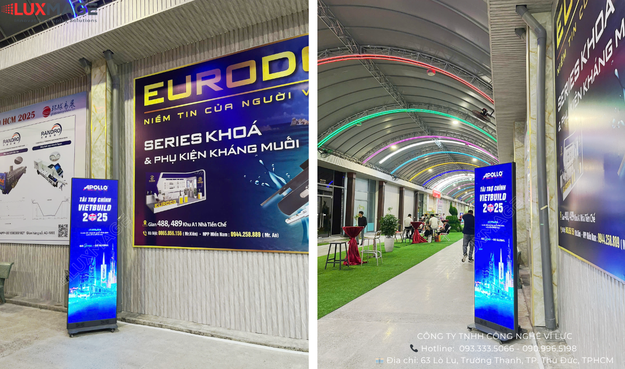 Màn hình LED chân đứng Luxmage hiển thị video thương hiệu sống động