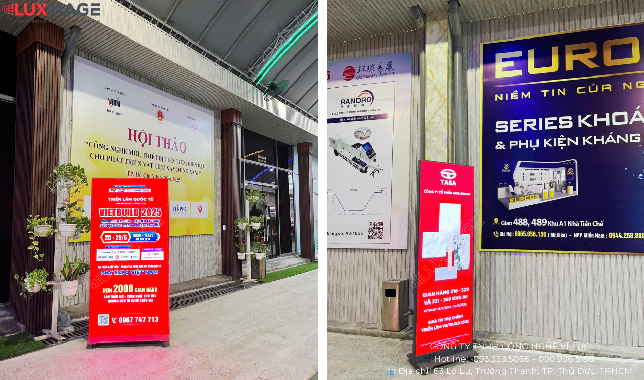 Màn hình LED chân đứng Luxmage hiển thị video thương hiệu sống động