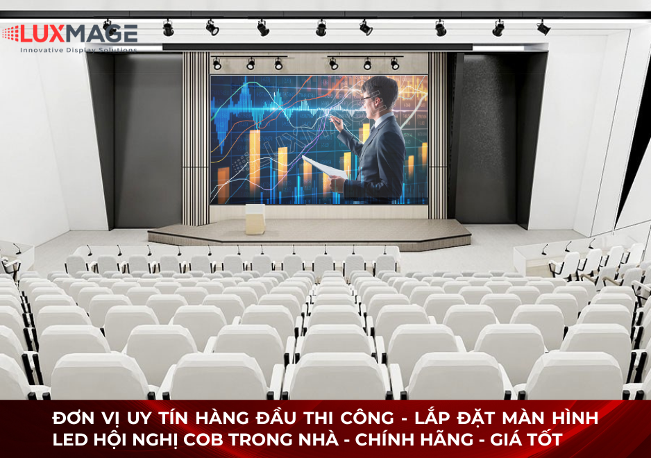 Màn hình LED hội nghị thiết kế cong theo không gian hội trường