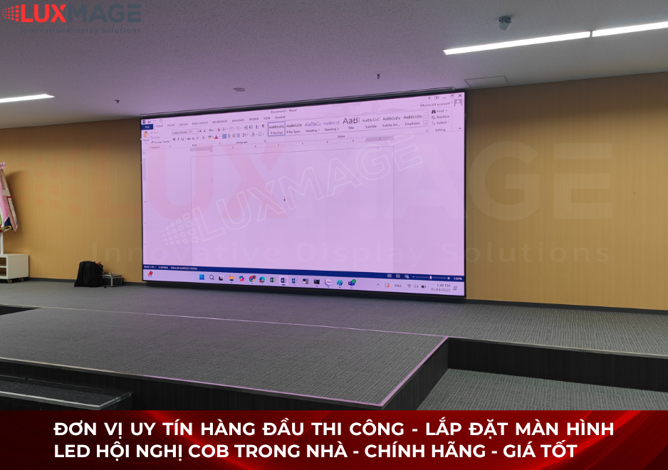 Màn hình LED hội nghị cỡ lớn trong hội trường hiện đại
