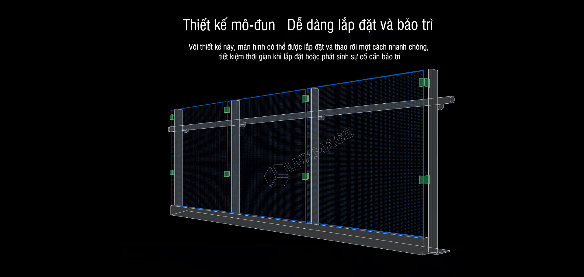 màn hình led kính trong suốt lan can