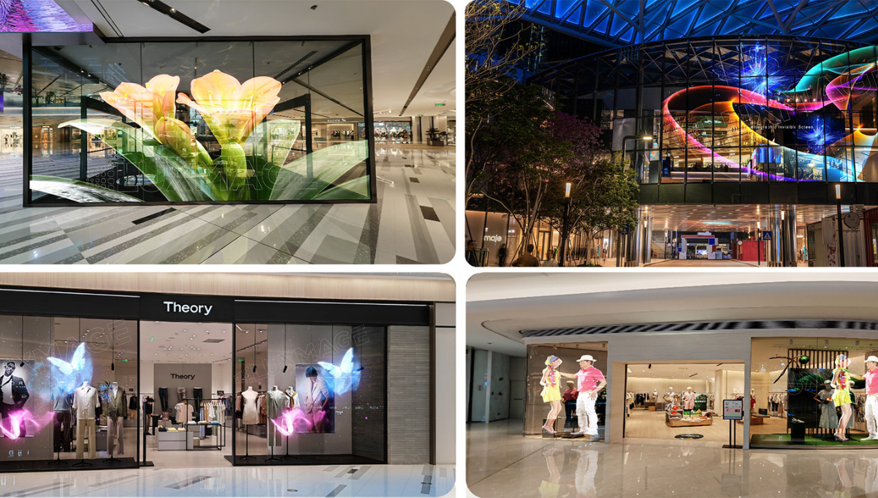 Màn hình LED poster trong suốt hiển thị rõ hình ảnh nội dung được trình chiếu