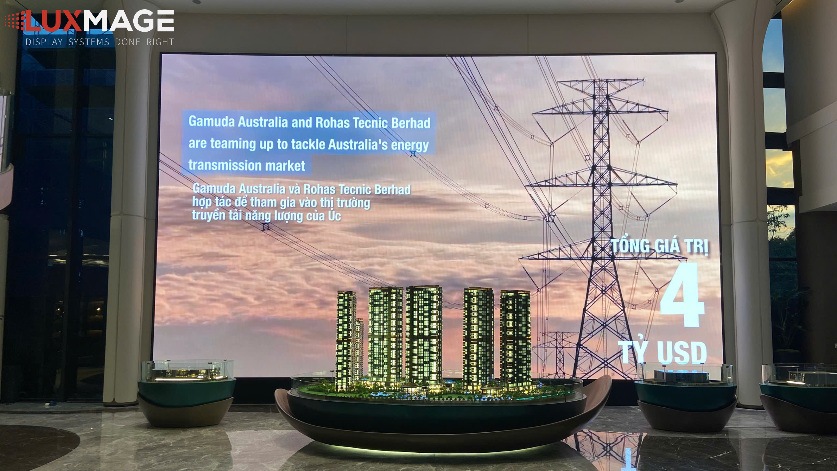 Màn hình LED showroom hiện đại tạo điểm nhấn thị giác trong không gian trưng bày sản phẩm