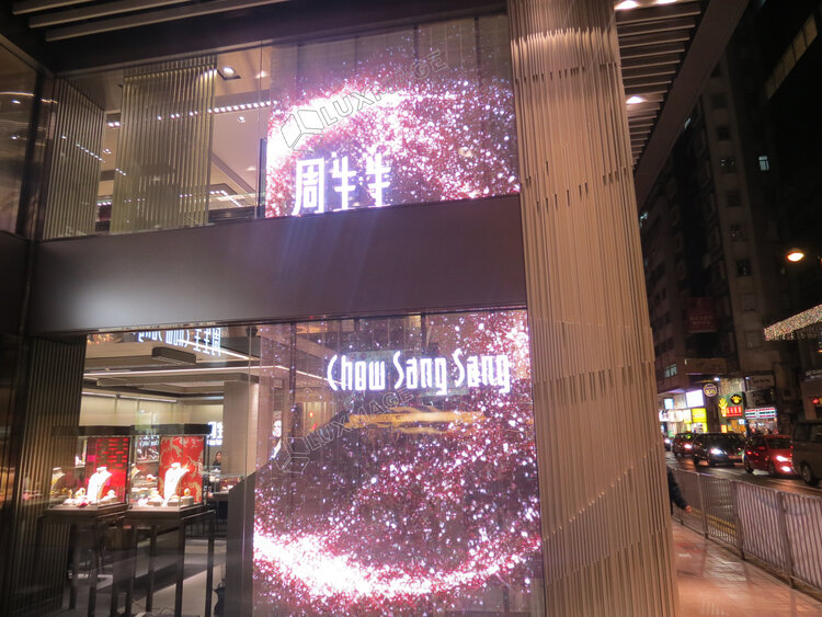 Application of transparent led display for jewelry store