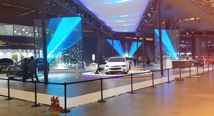 The transparent LED screen in auto show